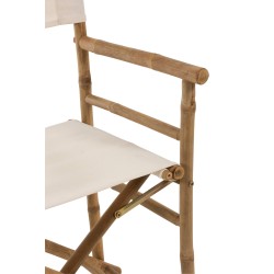 Chaise de régisseur pliable en textile blanc et bois 58x44x88 cm