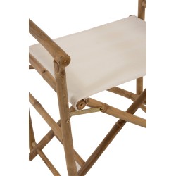 Chaise de régisseur pliable en textile blanc et bois 58x44x88 cm