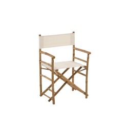 Chaise de régisseur pliable en textile blanc et bois 58x44x88 cm