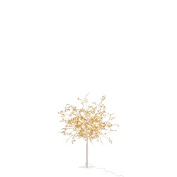 Árbol iluminado con rama y hojas de purpurina dorada. led 100cm