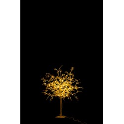 Árbol iluminado con rama y hojas de purpurina dorada. led 100cm