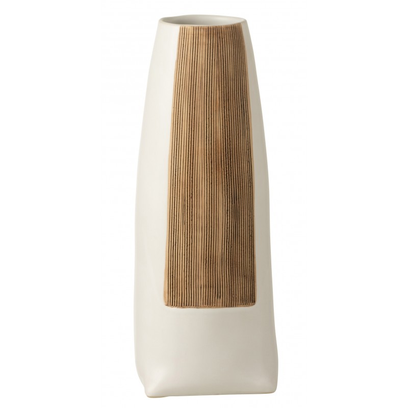 Jarrón ibiza redondo cerámica blanco/marrón Alt. 40 cm