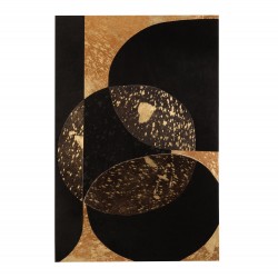 Marco rectangular circulo cuero negro/oro Alt. 90 cm