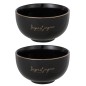 Set de 2 bols départ joyeux en porcelaine noir 14x14x8 cm