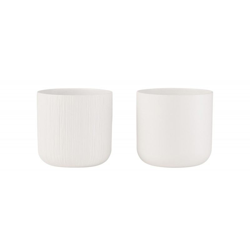 Conjunto de 2 macetas de cerámica blancas de 18.5x18.5x18 cm