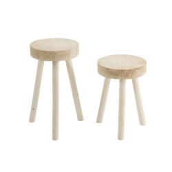 Set de 2 tabourets en bois blanc 29x29x56 cm