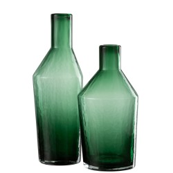 Bouteille décorative en verre vert 14x14x28 cm