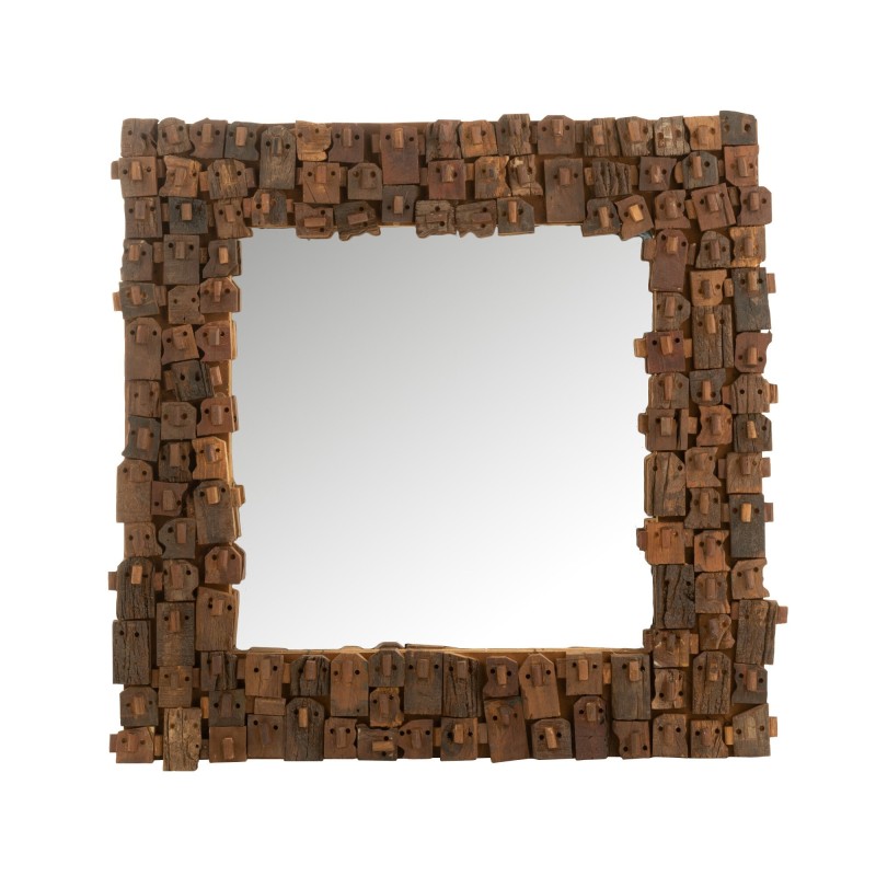 Miroir carré en bois recyclé 90*90cm