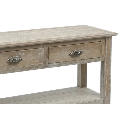 Console 2 tiroirs en Bois Naturel 100x37x81cm