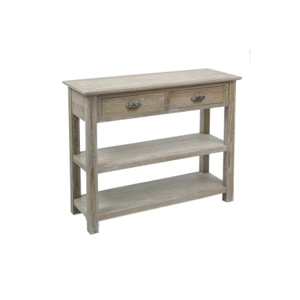 Console 2 tiroirs en Bois Naturel 100x37x81cm