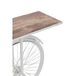 Table velo bois de manguier et en métal blanc 185x36x86 cm