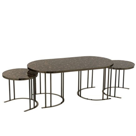 Set de 3 tables de salon en métal multicouleur 120x60x48 cm