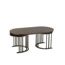 Set de 3 tables de salon en métal multicouleur 120x60x48 cm