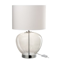 Lampe avec abat-jour blanc en verre argent 30x30x31 cm