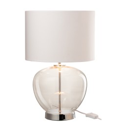 Lampe avec abat-jour blanc en verre argent 30x30x31 cm