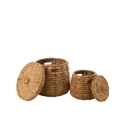 Set de 2 paniers en bois naturel 51x51x43 cm