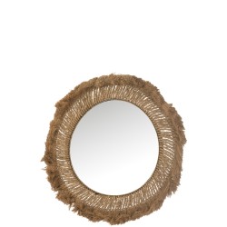 Miroir rond tressé en herbes naturelles D.90cm