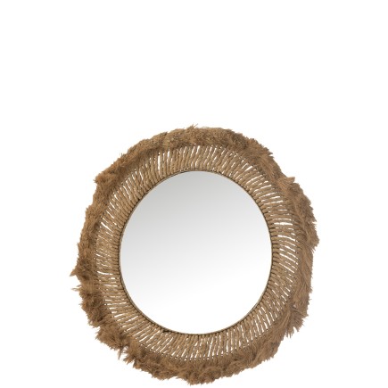 Miroir rond tressé en herbes naturelles D.90cm