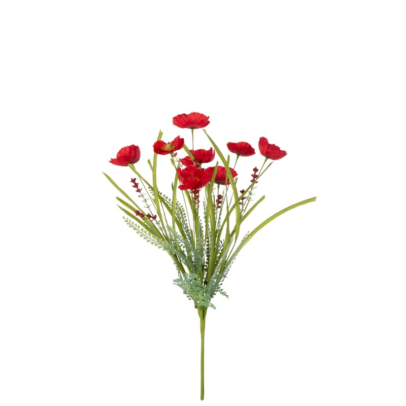 Branche de poppy artificiel en plastique rouge 17.5x17.5x50 cm