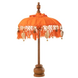 Parasol Dayu de algodón/madera naranja 14x14x85 cm