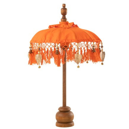 Parasol Dayu de algodón/madera naranja 14x14x85 cm