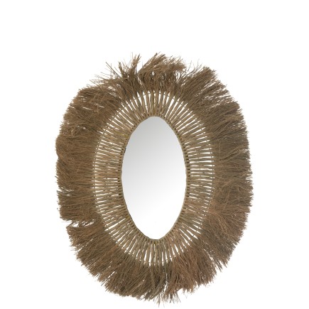 Miroir Ovale Tressé en Herbes Naturelles 74*100cm - Charme Naturel pour Votre Décor