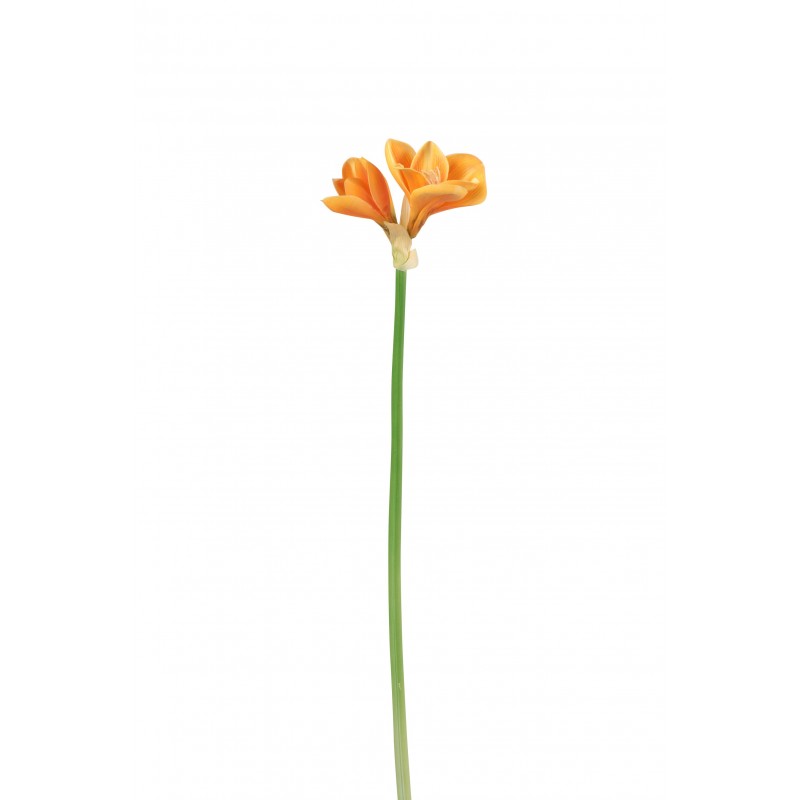 Amaryllis 3 flores de plástico naranja claro H71cm