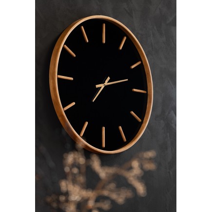 Horloge murale ronde en bois marron 80x80x5 cm