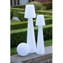 Lámpara LED exterior bola redonda de plástico blanco 29x29x29 cm