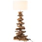 Lampe avec abat jour et pied morceau de bois en bois naturel 42x42x90 cm