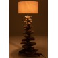 Lampe avec abat jour et pied morceau de bois en bois naturel 42x42x90 cm