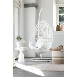 Fauteuil suspendu en aluminium blanc 113x103x197 cm