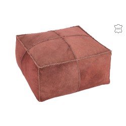 Pouf en Cuir Rouge 50x50x32cm