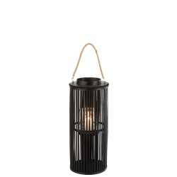 Lanterne cylindrique en bois noir 14x26x60 cm