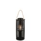 Lanterne cylindrique en bois noir 14x26x60 cm