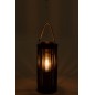 Lanterne cylindrique en bois noir 14x26x60 cm