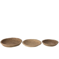 Set de 3 plats tonds en Papier marron 40x40x7.5 cm