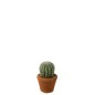 Cactus artificiel rond dans pot en plastique vert 11x11x15 cm