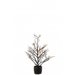 árbol desnudo+hojas en maceta purpurina plástico negro/oro Alt. 44