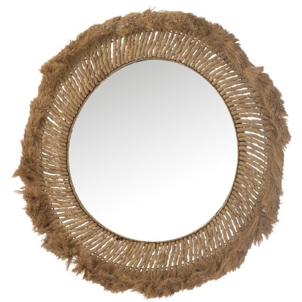 Miroir Rond Tressé en Herbes Naturelles D.90 cm - Élégance Organique pour Votre Décor