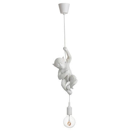 Lampe singe suspendue en résine blanc 16.5x12.5x96 cm