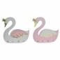 Portemanteau DKD Home Decor 40 x 4 x 38,5 cm Bois Blanc Rose clair Cygne (2 Unités)