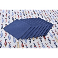 Service de linge de table DKD Home Decor Rouge Bleu Polyester Coton (150 x 250 x 0,5 cm) (2 Unités)