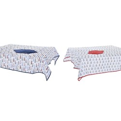 Service de linge de table DKD Home Decor Rouge Bleu Polyester Coton (150 x 250 x 0,5 cm) (2 Unités)