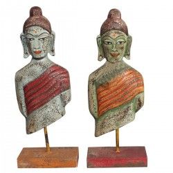 Figurine Décorative DKD Home Decor Buda Fer Bois de manguier Oriental (18 x 9 x 47 cm) (2 Unités)