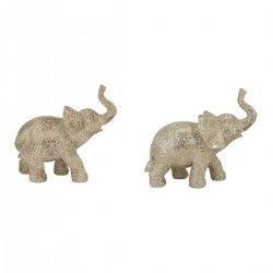 Figura Decorativa DKD Home Decor 22,7 x 11 x 20,8 cm Elefante Beige Dorado Colonial (2 Unidades)