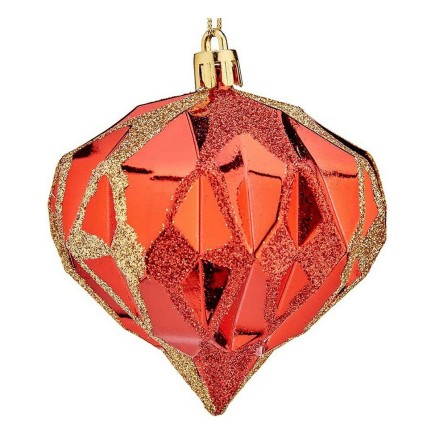 Boules de Noël Diamant Ø 8 cm Rouge Plastique 8 x 9 x 8 cm