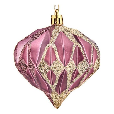 Boules de Noël Diamant Ø 10 cm Ø 8 cm Rose Plastique 8 x 9 x 8 cm