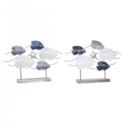 Figurine Décorative DKD Home Decor Gris Bleu Métal Blanc Spirales (63 x 9 x 44 cm) (2 Unités)