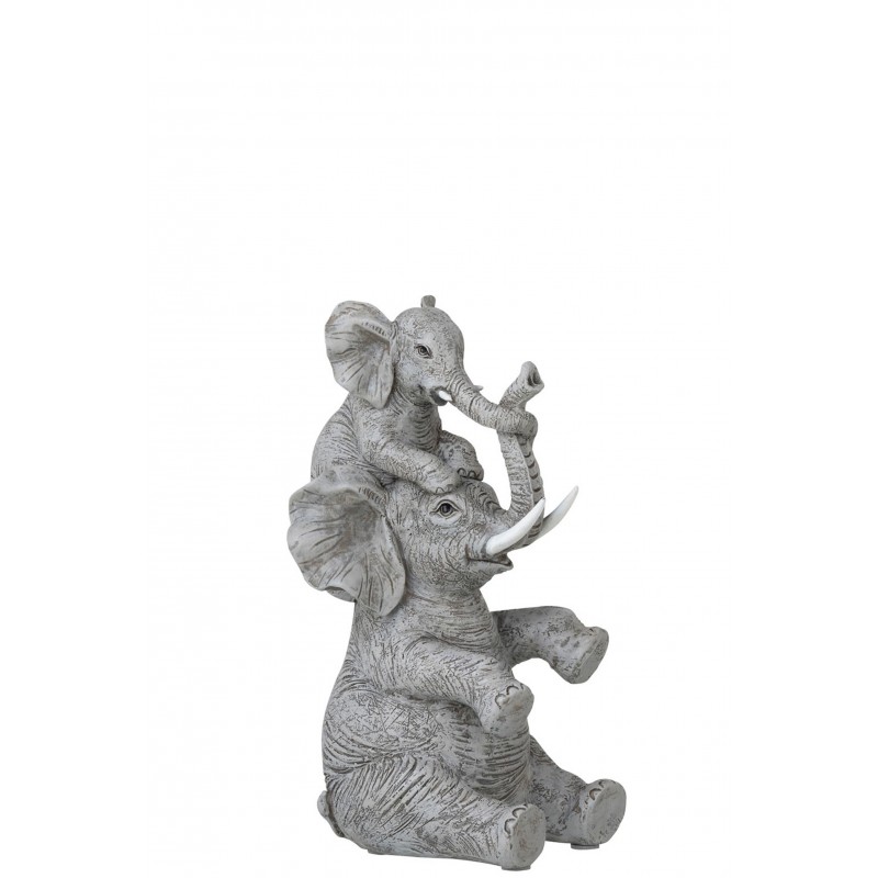 Elefantes de resina gris 13x11x23.5 cm